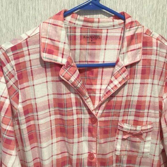 NWOT. Kim Rogers Women’s Size M 2 Pc. Pink Plaid PJ Set - Picture 7 of 15